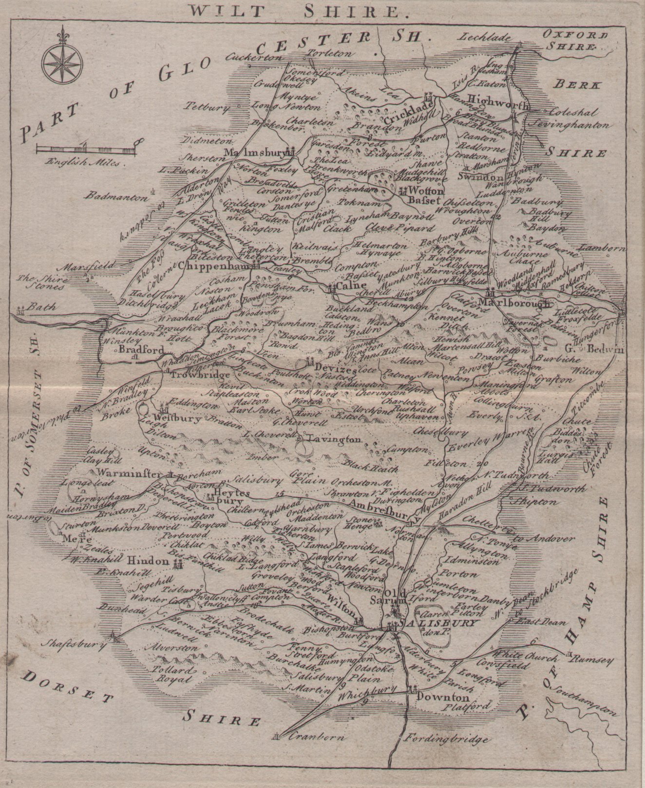 Map of Wiltshire - Rocque